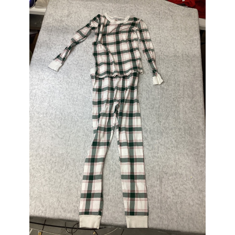 Wondershop Target Kids Size 8‎ Pajama Set Green White Plaid Cotton Sleepwear